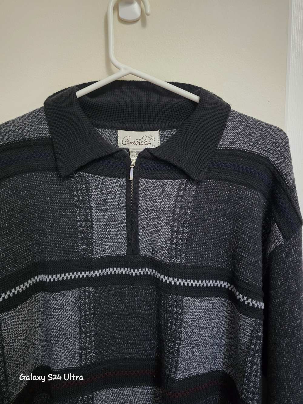 Classic Black & Gray Zip-Front Men's Sweater
